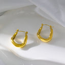 Stainless Steel Pendant Earrings - Light Luxury High-End Electroplated U-Shaped Design, Dopamine Vacation Titanium Steel Jewelry for Women