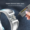 925 Sterling Silver Adjustable Couple Rings, High-End Moissanite Simulated Diamond Bands for Proposal