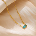 INS Vibe French Retro Necklace - Colored Sugar Cube Zircon Collarbone Chain, Light Luxury Fashion Versatile High-End Jewelry