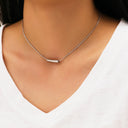 Stainless Steel Sweater Chain - Minimalist Geometric Bead Collarbone Chain, Irregular Eggplant & Smile Pendant Necklace for Wome