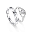 925 Sterling Silver Moissanite Fated Couple Rings, Simple Open Adjustable DIY Jewelry - Perfect for Lovers
