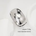 Cold-Front Style Jewelry - Irregular Wide-Face Hammered Texture Bracelet with Oval Spring Clasp, Retro Wristband for Women