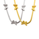 Stainless Steel Sweater Chain, 18K Gold-Plated Versatile Collarbone Chain, French-Style Golden Butterfly Titanium Steel Necklace