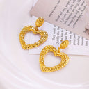 Trending! Versatile Stainless Steel Earrings for Women - Hammered - Pleated Heart Titanium Steel Dangles, 网红 - approved Chic Accessory