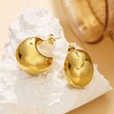 Cross-Border High-End Minimalist Crescent Ear Cuffs, Gold Hollow Teardrop Stainless Steel & Titanium Steel Studs for Women