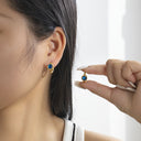 Korean-Style New Design Earrings, 18K Gold Plated Stainless Steel Geometric Zircon Earrings, Elegant Versatile Jewelry for Women