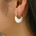 INS Style Stud Earrings, Colorful Chubby U-Shaped Hoops with Enamel & Resin, Titanium Steel Jewelry (Wholesale) for Women