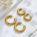 Fashion INS Style Earrings, Gold Polished Round Wire Hoops, Versatile Stainless Steel & Titanium Steel Ear Cuffs