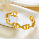 Ins Hot Selling Bracelet - Retro Gold Wide Pig Nose C-Shaped Open Stainless Steel Bangle for Women