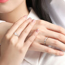 S925 Sterling Silver Twisted Moissanite Couple Rings, Korean-Style Minimalist Adjustable Open Bands for Men & Women