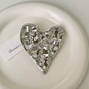 Metal Irregular Concave-Convex Heart Brooch for Women - High-End Large Pin, Versatile Accessory for Sweaters, Coats & Jackets