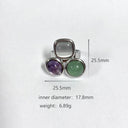 Stainless Steel Three-Tone Natural Stone Geometric Open Ring - Minimalist, Fashionable & Stylish Ring