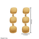 INS Style Stainless Steel Earrings - Golden Long - style Square - embossed Titanium Steel Dangles, High - end Fashion Stud Earrings for Women