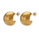 Cross-Border High-End Minimalist Crescent Ear Cuffs, Gold Hollow Teardrop Stainless Steel & Titanium Steel Studs for Women