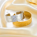 Best-Selling Wide Embossed Bracelets for EU & US Cross-Border - Retro Geometric, Stainless Steel, Unique Hammered, Open Design Jewelry