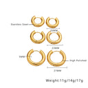 Fashion INS Style Earrings, Gold Polished Round Wire Hoops, Versatile Stainless Steel & Titanium Steel Ear Cuffs