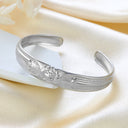 Tarnish-Proof Stainless Steel Open Bracelet Wholesale - New Chinese Retro Wealth Flower Embossed Exquisite Bangle