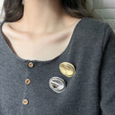 Niche Design Irregular Oval Brooch - Solid Metal Jewelry, Fashionable Elegant Light Luxury High-End Pin