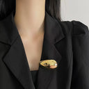 Niche High-End Water Drop Egg Brooch - Polished Vacuum Plated Pin, Versatile Accessory for Suits