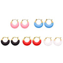 INS Style Stud Earrings, Colorful Chubby U-Shaped Hoops with Enamel & Resin, Titanium Steel Jewelry (Wholesale) for Women