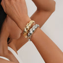 New Fashion Twisted-Braid Bracelet - Niche Design, Metallic High-End Sense, Retro Striped Wristband with Spring Clasp Jewelry