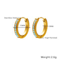 INS Style O-Shaped Titanium Steel Hoops, Plated Minimalist Fashion Earrings, Luxury Single-Row Cubic Zirconia Studs for Women