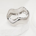 Niche Design Metallic Wave Irregular Wide-Face Bracelet - Exaggerated yet Minimalist, Elegant & High-End Jewelry for Women
