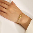 Hot-Selling INS Retro Gold Pig Nose Bracelet - Vacuum Plated Stainless Steel Titanium Steel Open Bangle for Women Wholesale