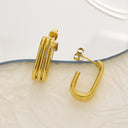 Ins Style Titanium Steel Earrings, Geometric Multi-Layer U-Shaped Minimalist Studs, Retro Unique Gold Jewelry for Wholesale Women