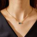 INS Vibe French Retro Necklace - Colored Sugar Cube Zircon Collarbone Chain, Light Luxury Fashion Versatile High-End Jewelry