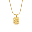 INS Vibe Retro Gold Necklace - Textured Square Pendant Collarbone Chain, Viral Versatile Sweater Chain