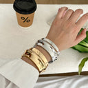 Niche Design Metallic Shiny Open Bracelet - Exaggerated yet Minimalist, Light Luxury Versatile Wristband