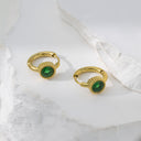 Korean-Style New Design Earrings, 18K Gold Plated Stainless Steel Geometric Zircon Earrings, Elegant Versatile Jewelry for Women