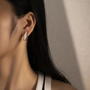 Irregular Stainless Steel Stud Earrings, Retro Niche Design Minimalist & Versatile Elegant Earrings for Women