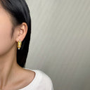 Dopamine INS Style 18K Gold Plated Earrings, C-Shaped Hoops with Retro Baroque Pearls, Stainless Steel & Titanium Steel for Women