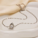 INS Vibe High-End Stainless Steel Necklace - Minimalist Roman Numeral Zircon Pendant Collarbone & Sweater Chain