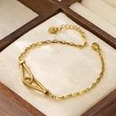 New Cross-Border European & American Couple Bracelets - 18K Gold-Plated Stainless Steel, Versatile Unique High-End Jewelry