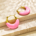 INS Style Stud Earrings, Colorful Chubby U-Shaped Hoops with Enamel & Resin, Titanium Steel Jewelry (Wholesale) for Women