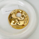 Hot-Selling Korean New Style Round Large Disc Pin - Gold & Silver Irregular Water Wave Brooch Series, Versatile Wholesale
