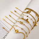 High-End 18K Vacuum-Plated Stainless Steel Bracelet - Titanium Steel Crescent Moon Disc & Octagram Pendant Jewelry for Women