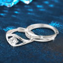 925 Sterling Silver Moissanite Fated Couple Rings, Simple Open Adjustable DIY Jewelry - Perfect for Lovers