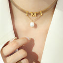 Cross-Border Viral Necklace - 18K Gold-Plated Vacuum Electroplated Collarbone Chain, Wide Mesh Hollow Braided Necklace