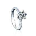 925 Sterling Silver Adjustable Couple Rings, High-End Moissanite Simulated Diamond Bands for Proposal