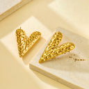 Bulk Trendy Jewelry: Stainless Steel Stud Earrings with Metallic Irregular Geometric Dot Pattern, Niche Versatile Design