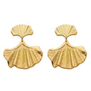 Stainless Steel Earrings - Gold Ginkgo Leaf Dangles, Minimalist Fashion Ear Jewelry for Women, Suitable for Autumn & Winter