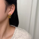 Hot-Selling 18K Gold Plated C-Shaped Hoops, Polished & Hammered Finish Stainless Steel & Titanium Steel Studs