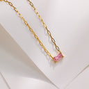 INS Vibe French Retro Necklace - Colored Sugar Cube Zircon Collarbone Chain, Light Luxury Fashion Versatile High-End Jewelry