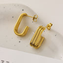 Ins Style Titanium Steel Earrings, Geometric Multi-Layer U-Shaped Minimalist Studs, Retro Unique Gold Jewelry for Wholesale Women