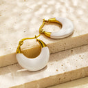 INS Style Stud Earrings, Colorful Chubby U-Shaped Hoops with Enamel & Resin, Titanium Steel Jewelry (Wholesale) for Women