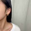 Ins Style 18K Gold Plated Diamond - Inlaid Studs, Elegant Minimalist C - Shaped Teardrop Stainless Steel & Titanium Steel Earrings for Women